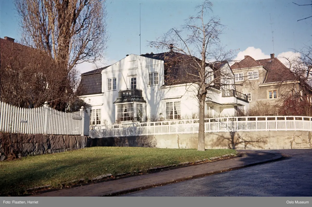 villa, mur, gjerde, hage