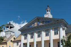 Miljö med byggnader i Karlskrona.