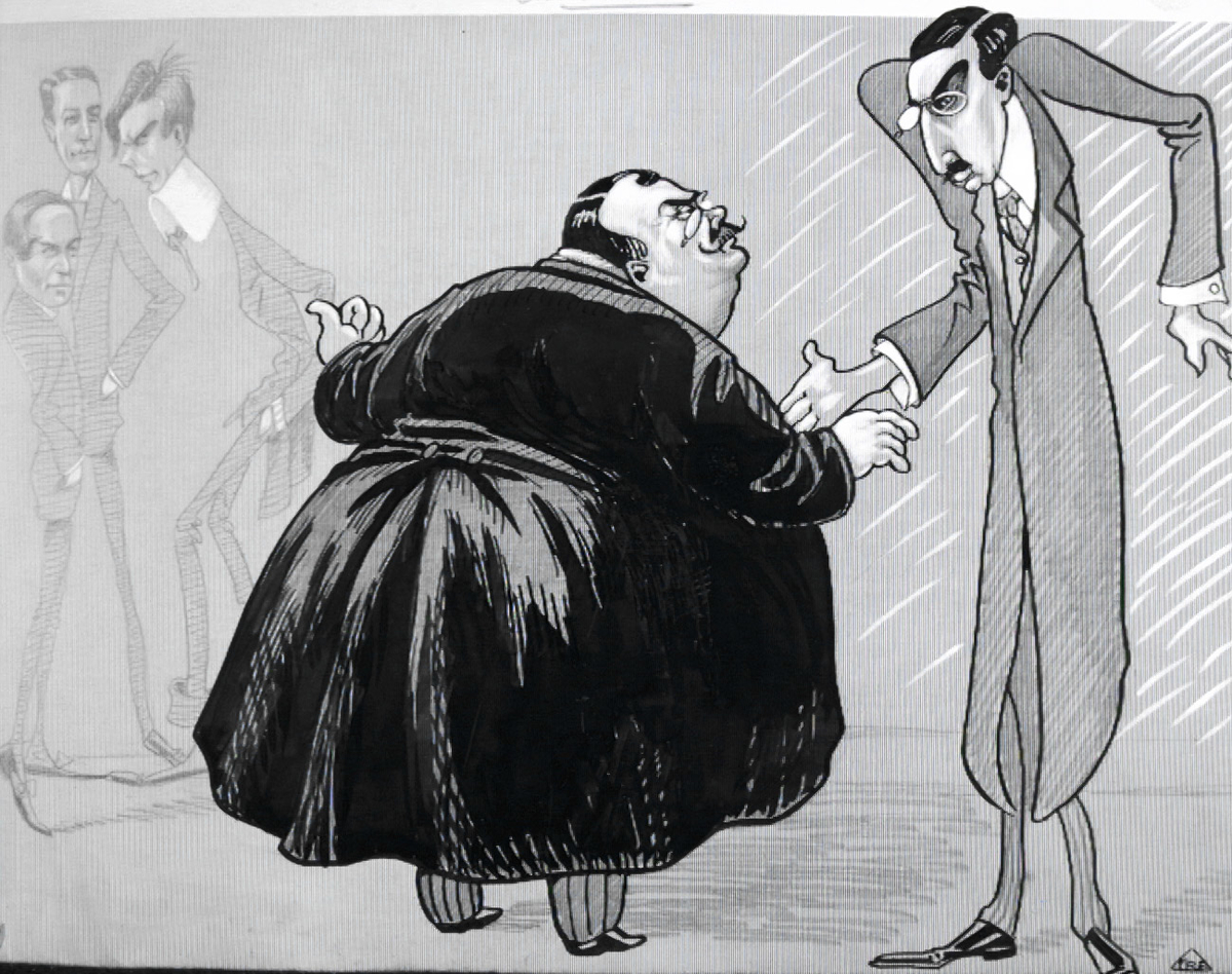 karikatur, mann, helfigur