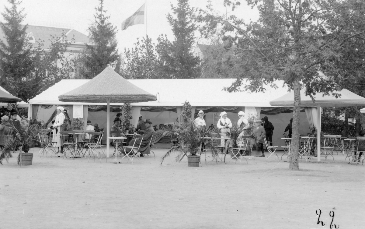 Motiv från firandet av Barnens Dag i Linköping 1923. Bild från arrangemangets nöjesplats invid Linnéskolan.