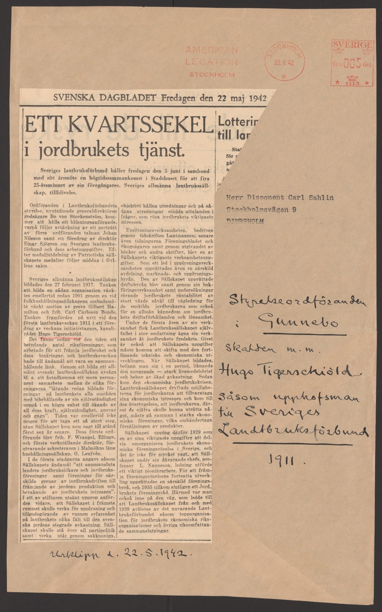 Gunnebo bruks kronologi.
Ur Carl Sahlins bergshistoriska samling.