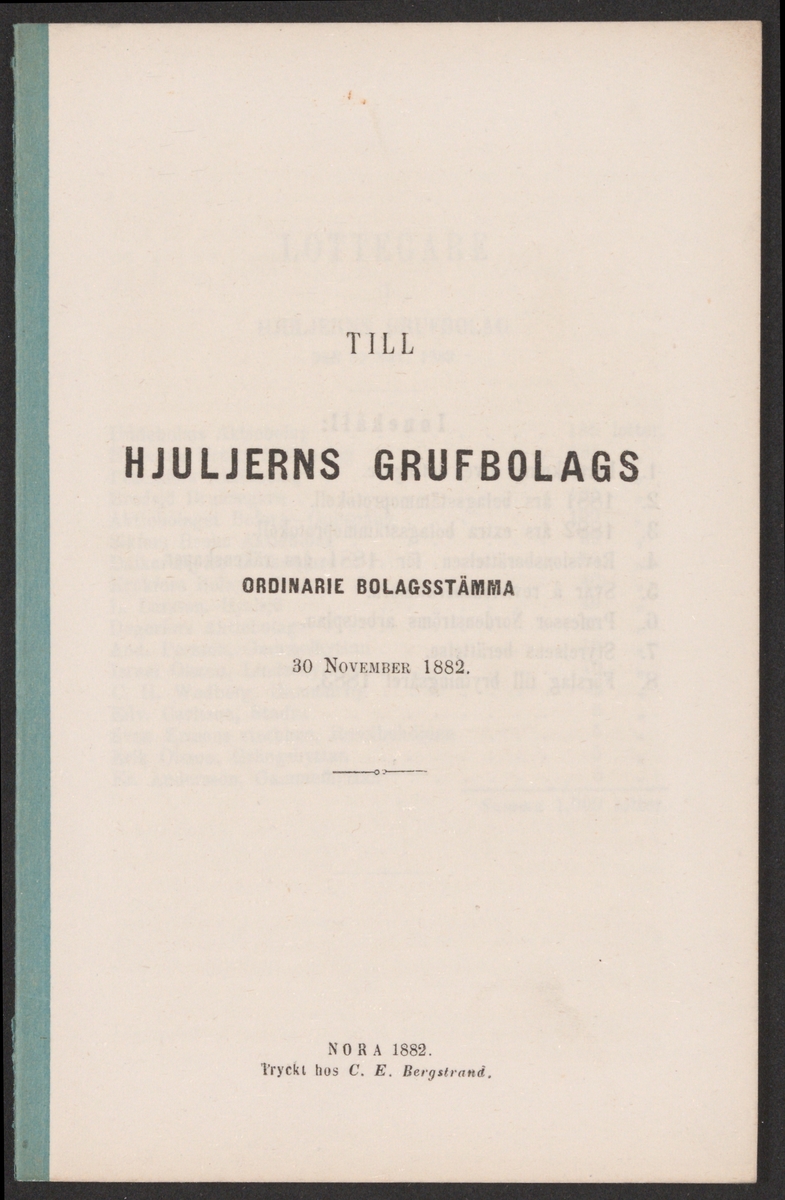 Uddeholmsverkens kronologi.
Uddeholms AB.
Ur Carl Sahlins bergshistoriska samling.