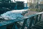 Bygge pågår av Åbyfors nya kraftverk (ca 1985) i Valbo.