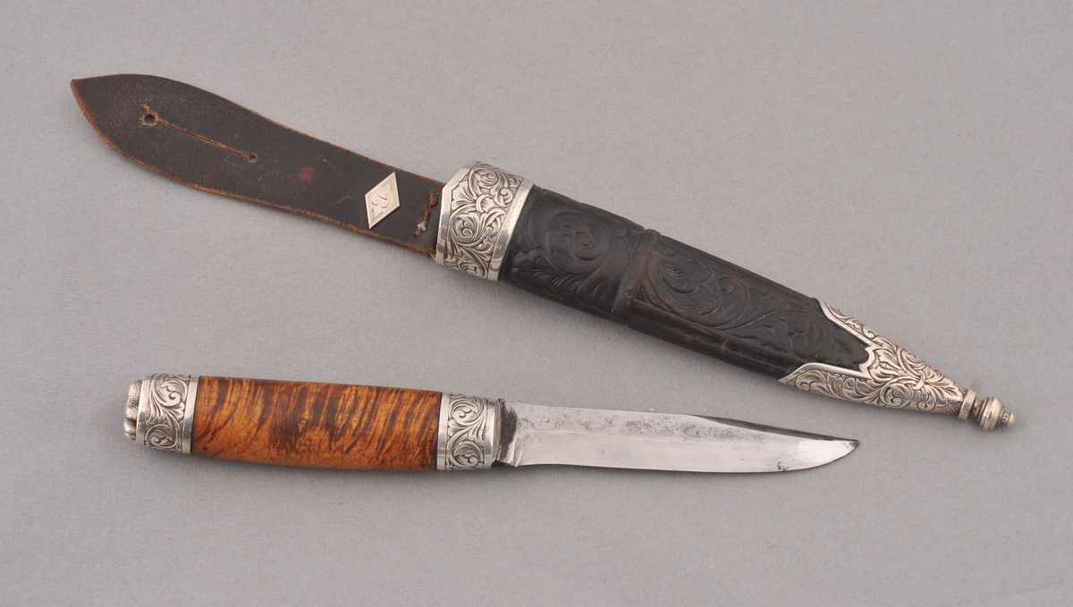 Kniv med sylvholka slire. Sjå undernummer for detaljer.