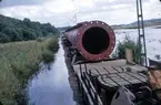 Sept. 1962. Olskroken. Dramatisk transport av högsta tornet (T303), etentorn fr. Ruhrstal
via Danmark och Hälsingborg. Obs. högvatten.