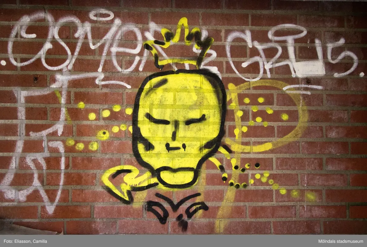 Graffiti på pappersbruket Papyrus fabriksområde i Forsåker, Mölndal, den 4/11 2014. Fotodokumentationen gjordes under perioden mellan pappersbrukets avveckling och områdets nyexploatering. Området var under denna tid populärt bland ungdomar som ville uttrycka sig konstnärligt med graffiti.