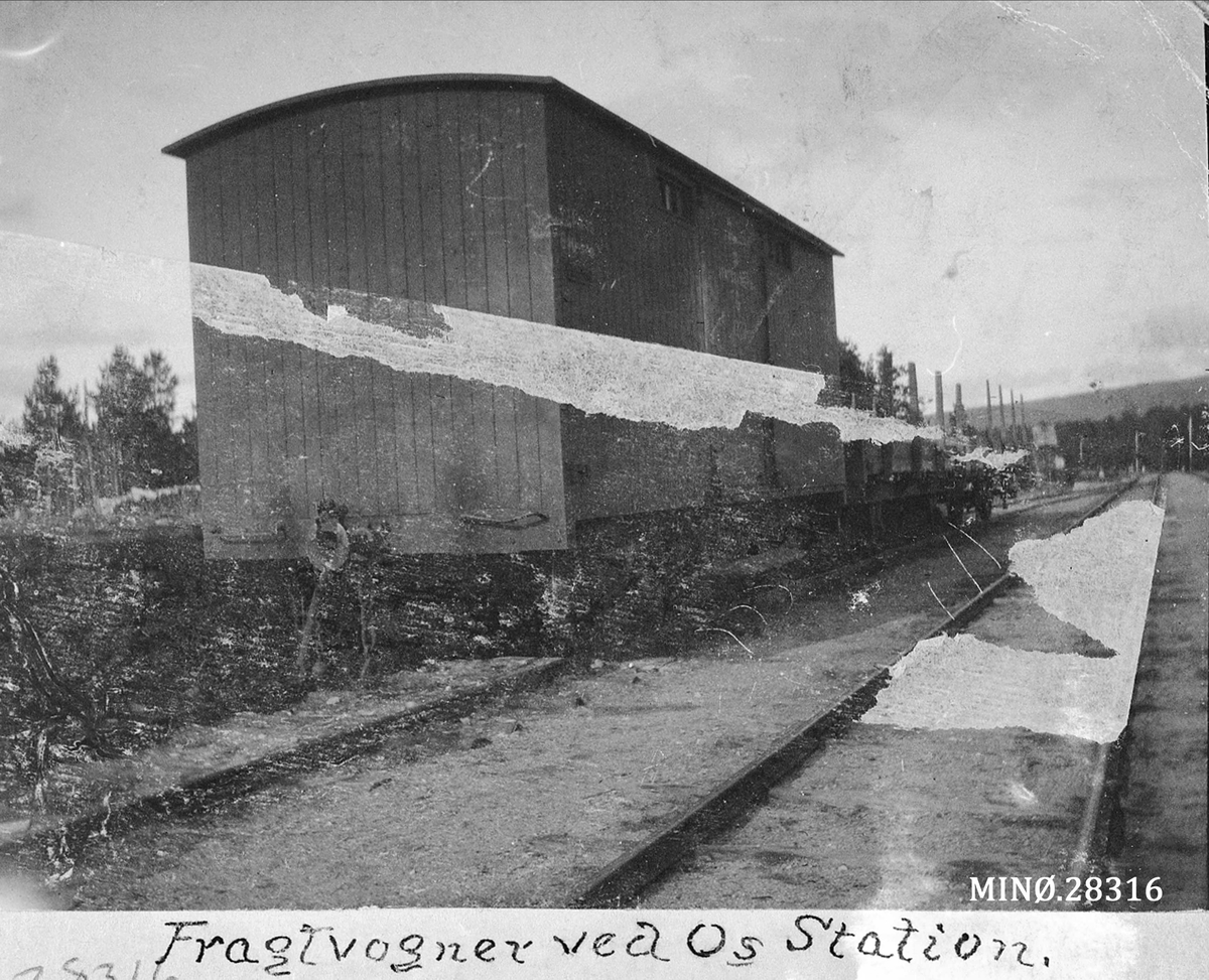 "Fragtvogner ved Os station"