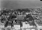 Flygfoto över Jönköping, i mitten av bilden ser man Sofia kyrkan. Nr. C. 1741