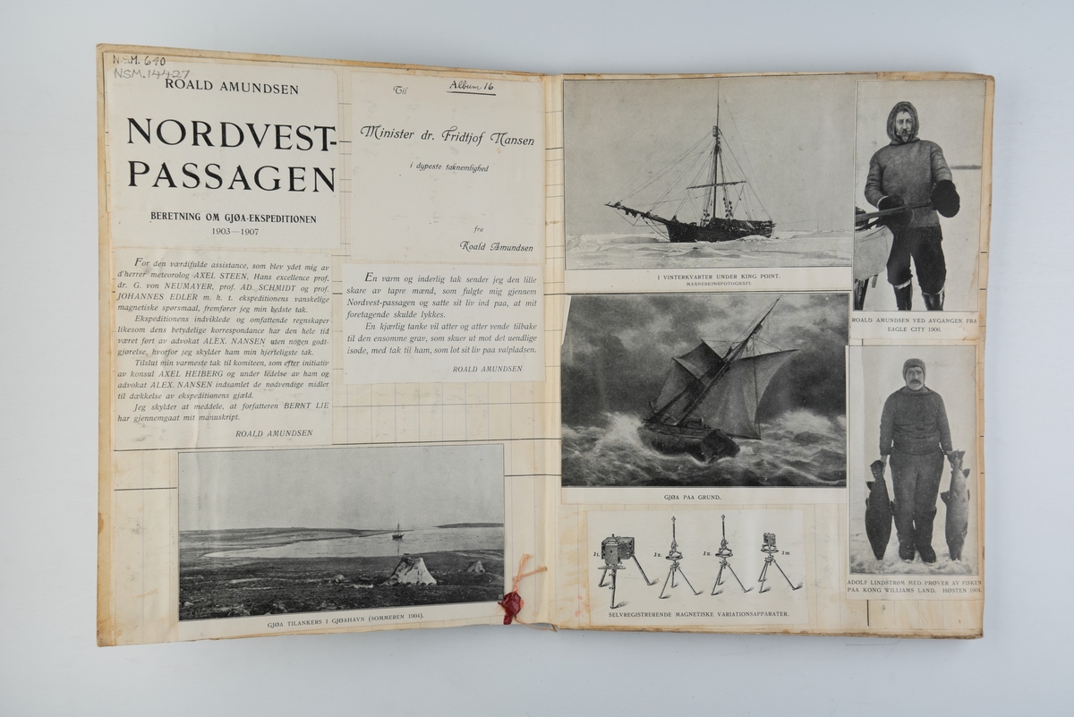Utklippsbok med illustrasjoner fra Roald Amundsens Nordvest-Passagen