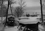 Vintervy mot Gustavsbergs hamn från Farstaviken norra strand.