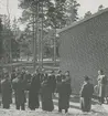 Exteriörbild. Invigning av Landstingets förlossningshem, mars 1949, beläget invid Skogsbo, Adress: <br>Är idag Hälsans Hus.
Personer: okända