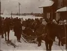 Smålands husarregemente K 4 på vinterövning i Norrbotten omkring 1910.