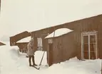 Smålands husarregemente K 4 på skidor, vinterövning i Norrbotten omkring 1910.