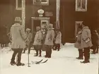 Smålands husarregemente K 4 på skidor, vinterövning i Norrbotten omkring 1910.