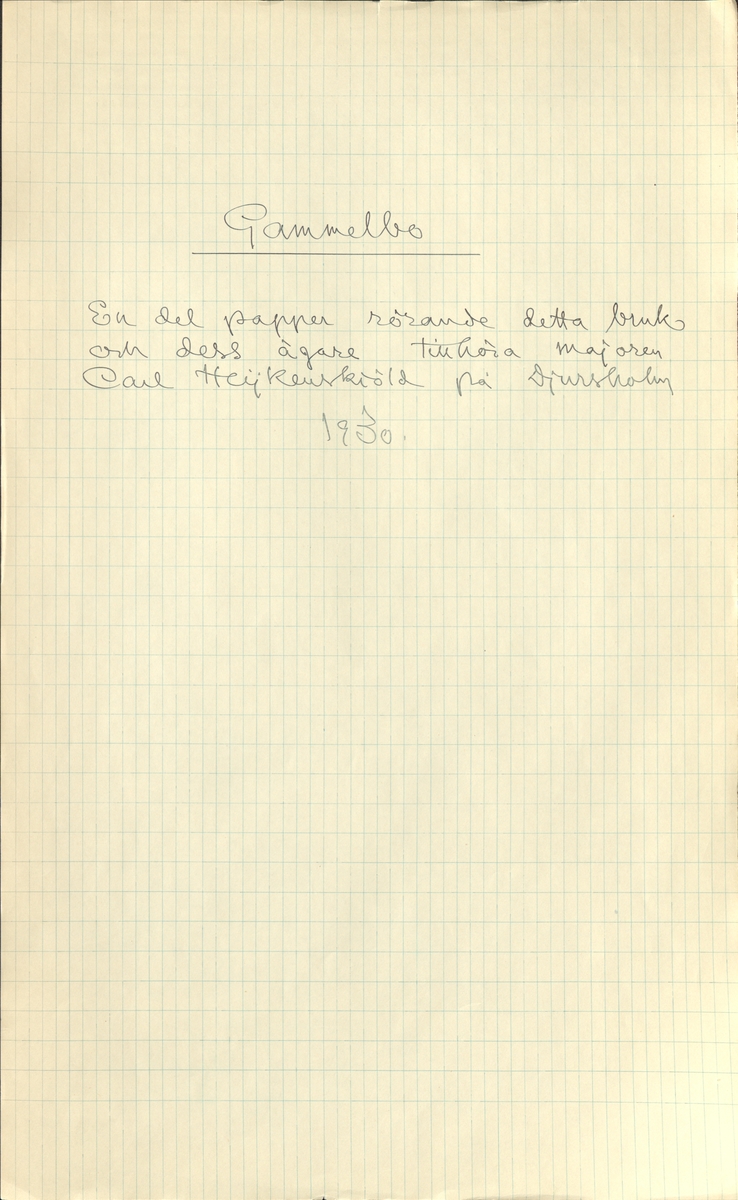 Gammelbo bruks kronologi.
Ur Carl Sahlins bergshistoriska samling.