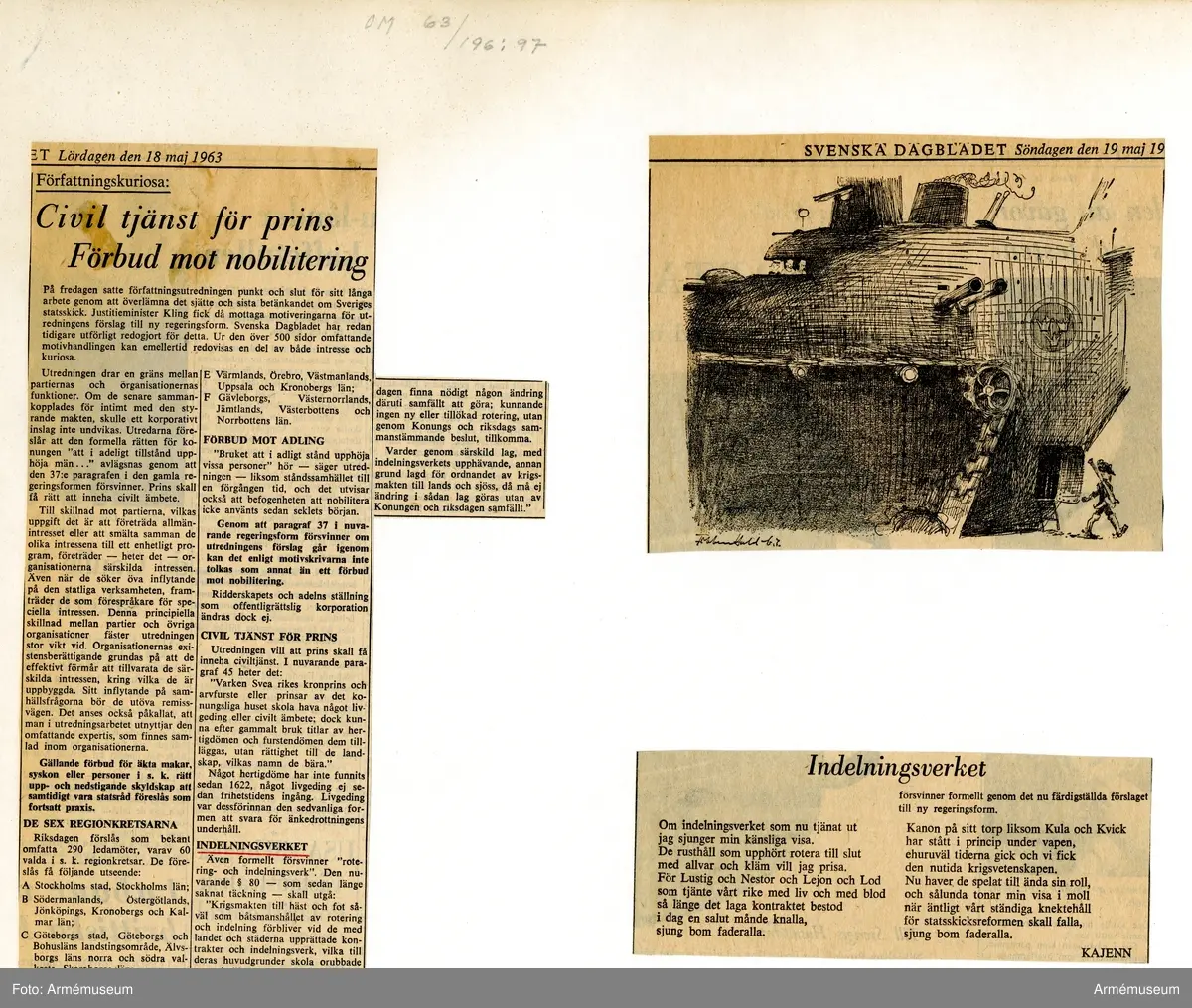 Grupp M I.
Tuschteckning av Fibben Hald "Indelningsverket".  Svenska Dagbladet 19.5 1963.