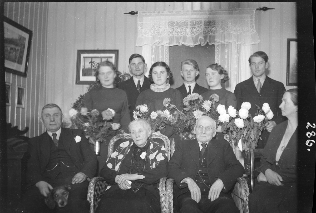 Familiegruppe 10, diamantbryllup, Inger Dorthea og Ole Jensen Hoel. Stenberg på Hoel.