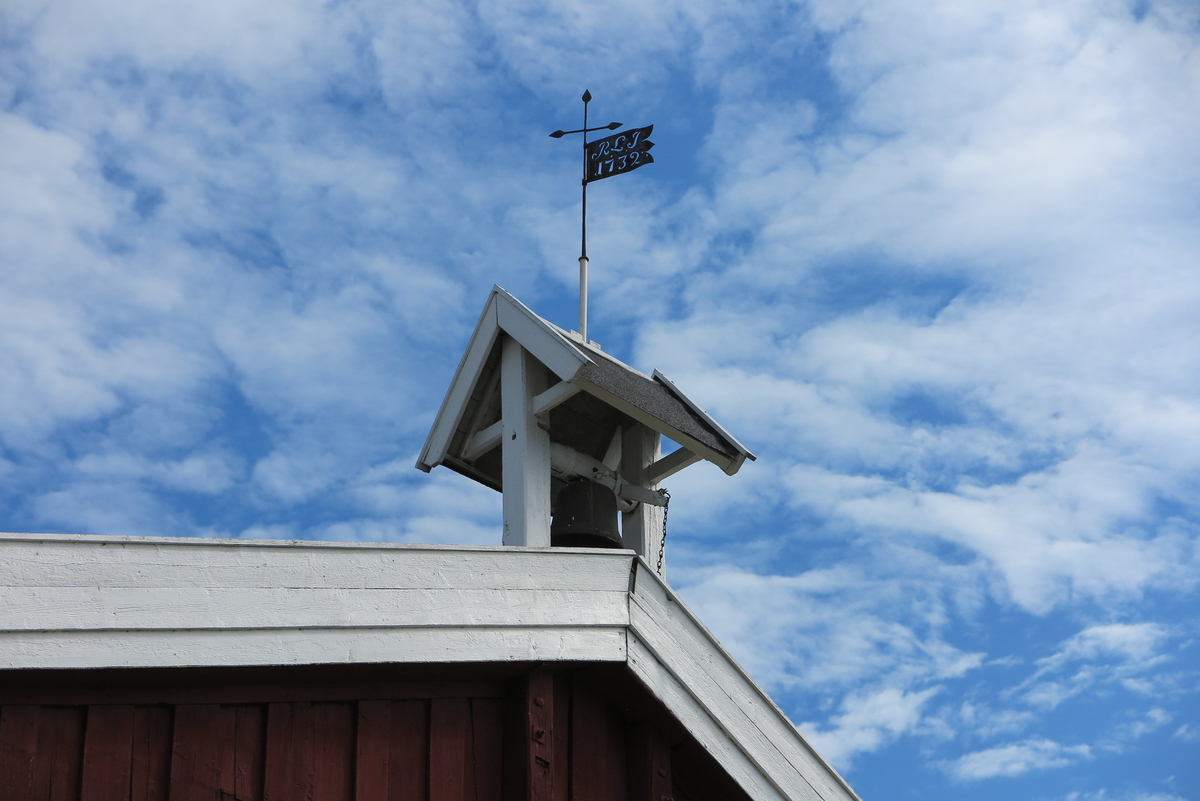 Klokketårnet på Vang prestegård har enkelt saltak og står på stabburet. Tårnet har en værhane med påskriften «R.L.J 1732». Tårnet er i middels stand.