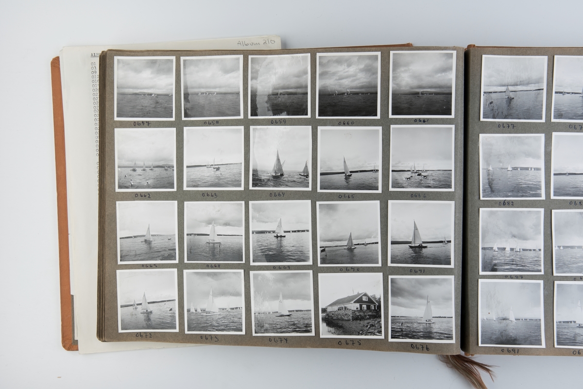 Album med fotografier av sportsseilere og miljøet omkring dem 1951-1953. Fotografert av Grethe Bruu. Album nr. 2.