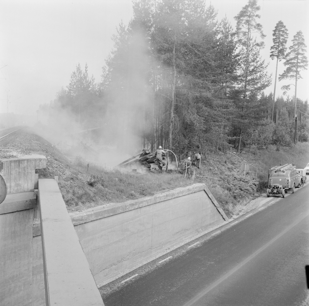 Våldsam brand i Tierp, Uppland, juli 1971
