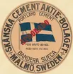 Fabriksmärke för cementpåsar. Skånska Cementaktiebolaget. Portland Cement.