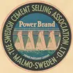 Fabriksmärke för cementpåsar. The Swedish Cement Selling Association. Prime Portland Cement.