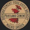 Fabriksmärke för cementpåsar. Svenska Cementförsäljningsaktiebolaget. Portland Cement.