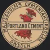 Fabriksmärke för cementpåsar. Maltesholms Cementaktiebolag, Portland Cement.