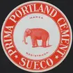 Fabriksmärke för cementpåsar. Prima Portland Cement.