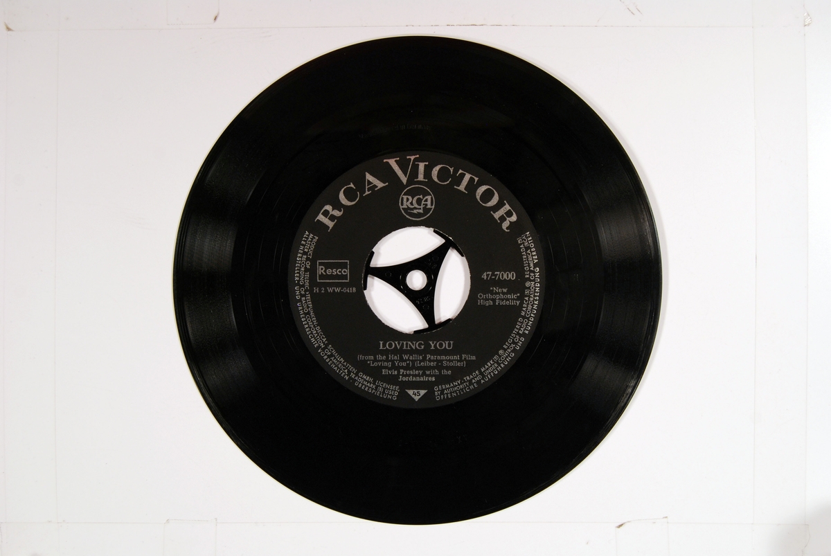 Platen har sammen med en større samling grammofoner, plater og radioutstyr tilhørt en privatperson i Egersund.


Vinylsingel med papircover. Coveret har identisk for- og bakside.