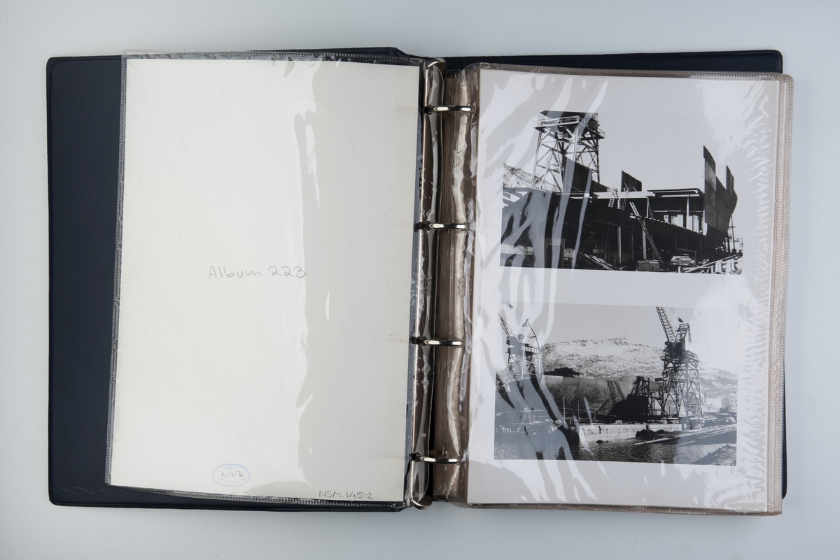 Album med fotografier fra sjøsettingen og prøveturen til M/S 'Altafjord' (b.1962) bygget ved Bergens mekaniske verksted