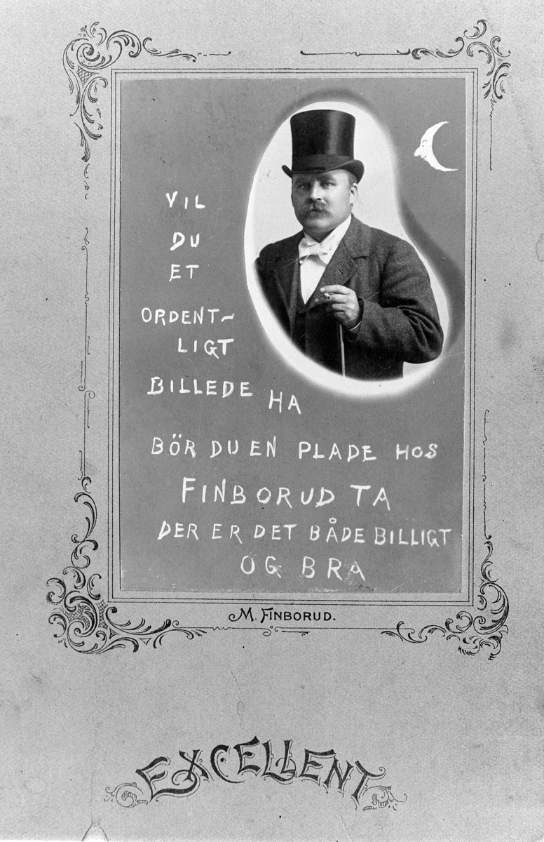 Fotograf Martin Finborud, visittkort, Nes H. Portrett, tekst.