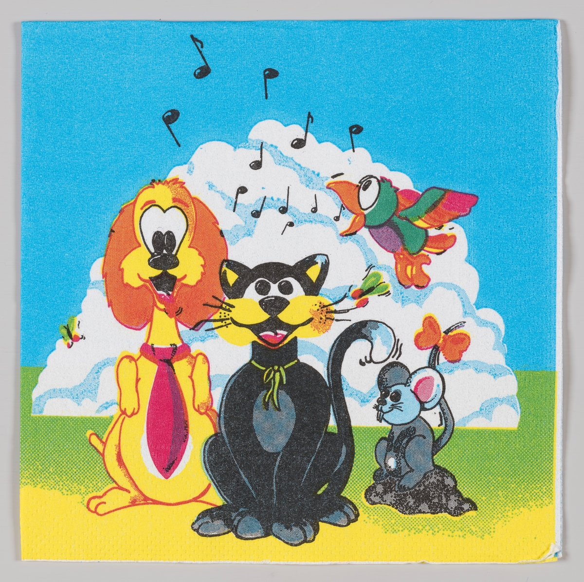En hund, en katt, en mus og en fugl synger