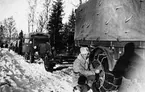 Snökedjekontroll, 15.Kårbatt. A 6, på marsch.