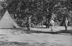 Parken vid andra livgrenadjärregementet I 5 på Malmen ca 1912. Miljöbild. Avfotografering av vykort.