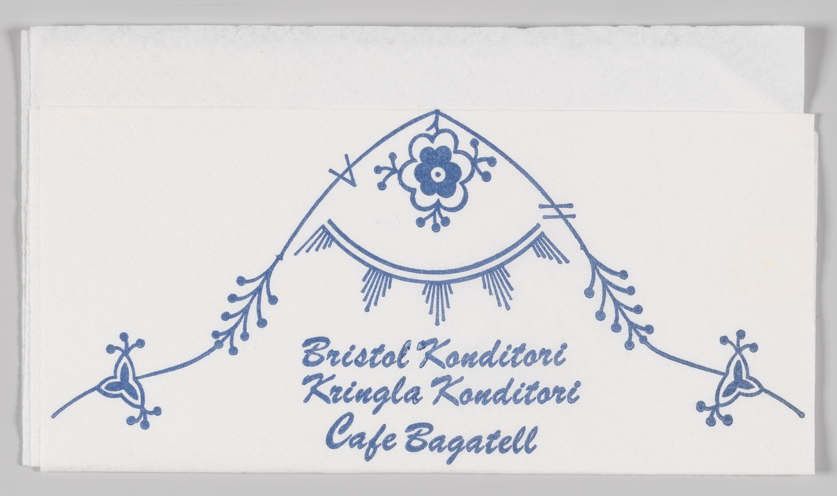Stråmønster og rekklametekst for Bristol Konditori, Kringla Konditori og Cafe Bagatell (alle i Trondheim).

Samme motiv på MIA.00007-004-0071.
