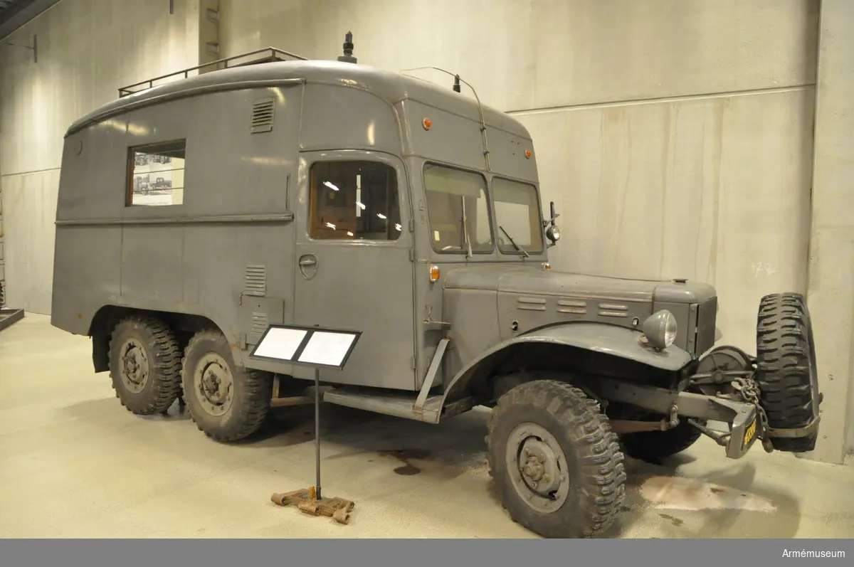 Grupp I VII. Gåva. 
Orginalnamn: 6 + 6 Personnel Carrier. Fabrikat Doge 1,5 t 6x6.