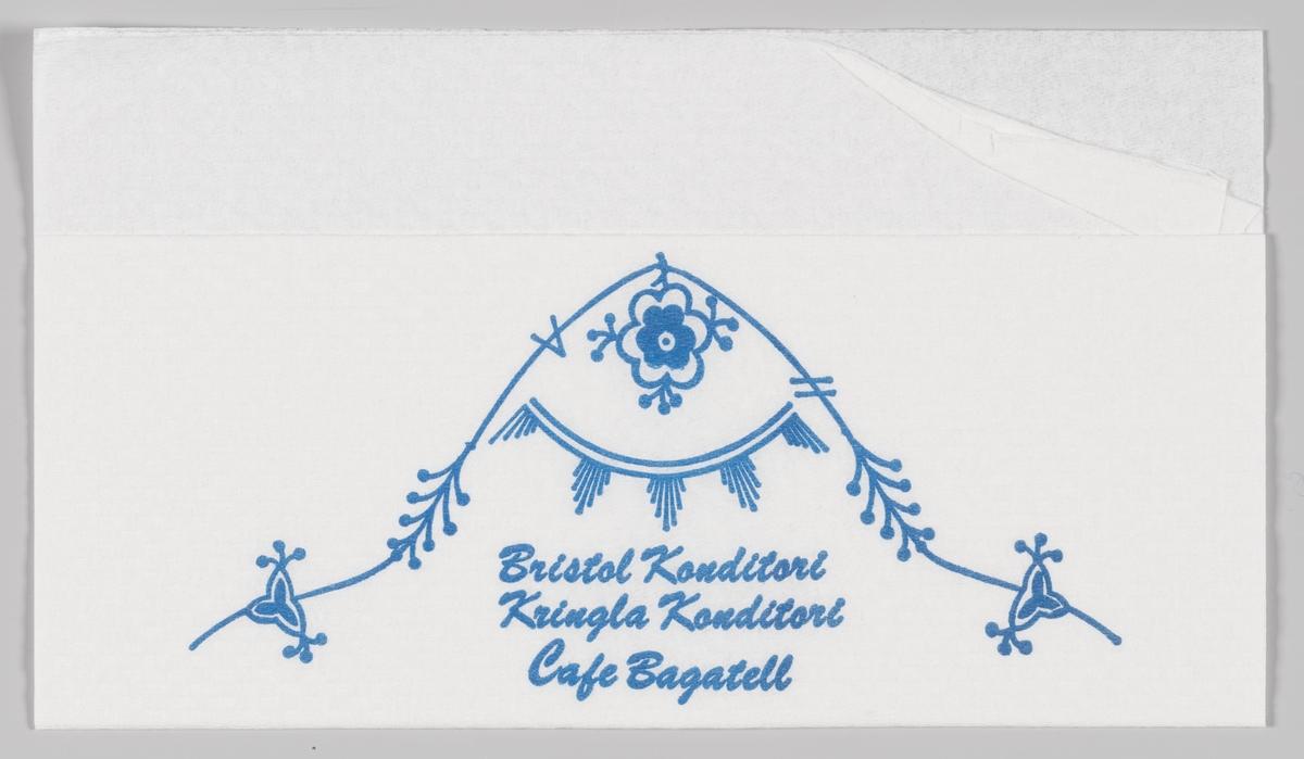 Stråmønster og rekklametekst for Bristol Konditori, Kringla Konditori og Cafe Bagatell (alle i Trondheim).

Samme motiv på MIA.00007-004-0070.