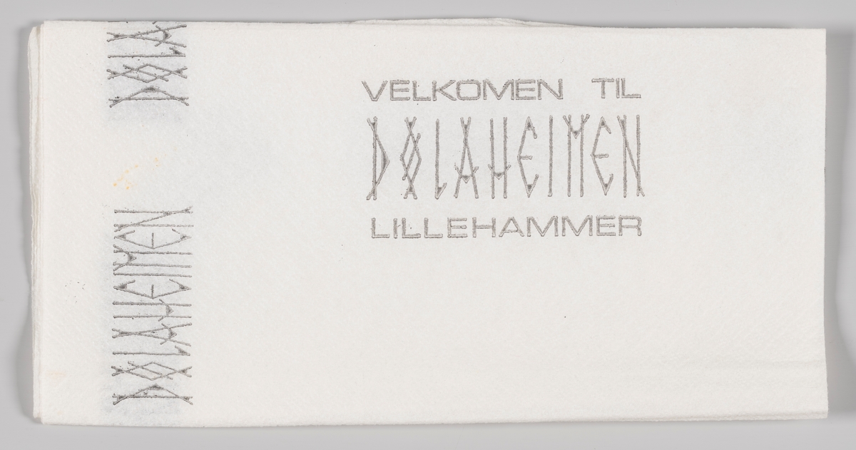 En reklametekst ofr Dølaheimen kafeteria og hotell på Lillehammer.

Samme tekst på MIA.00007-004-140.