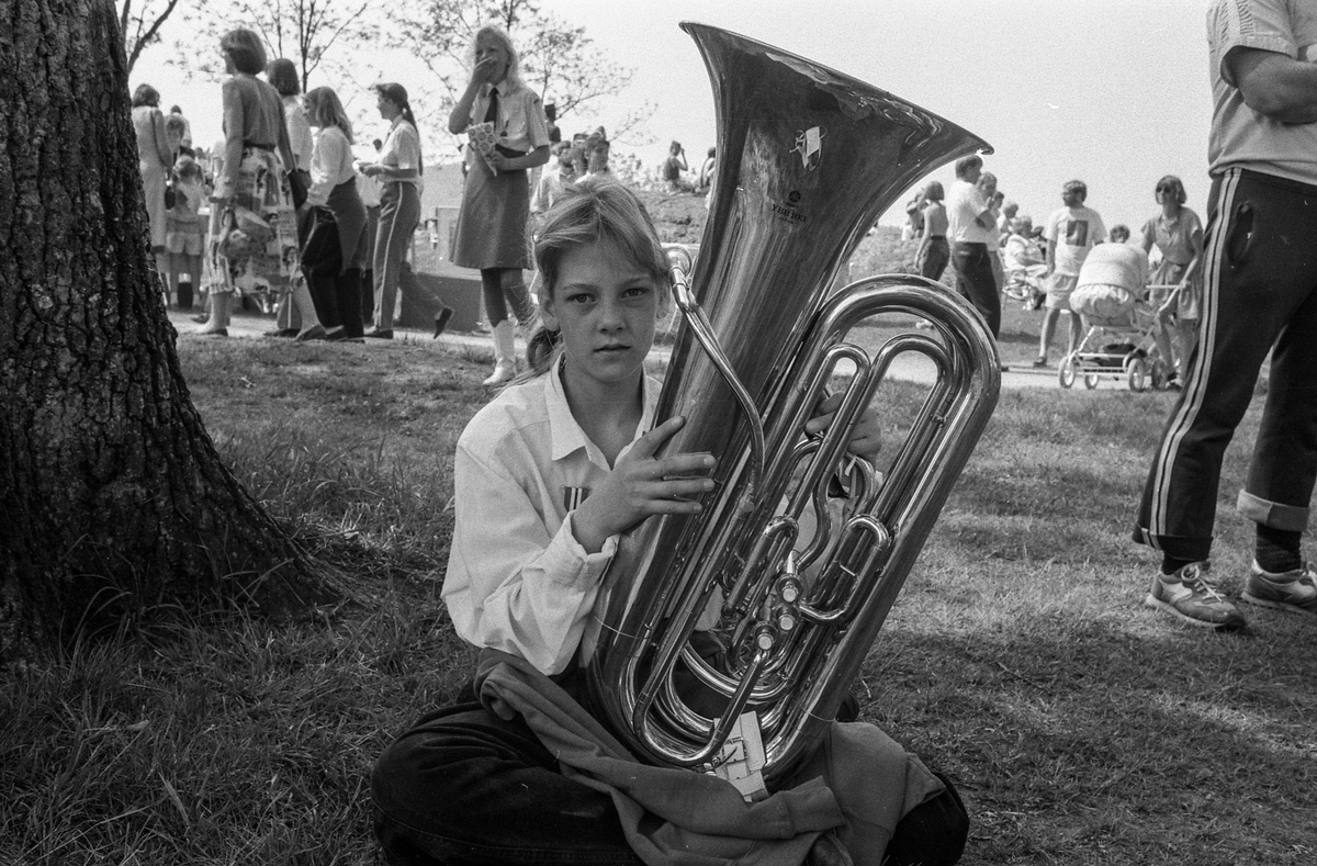 Drøbak-Frogn skolekorps arrangerer sommerstevne for korpsmusikanter i badeparken.
Ordfører Bjørn Loge og Ragnhild Villand fra Vettre Skolekorps.