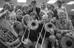 Vestby Janitsjar, ny dirigent Willy Østhagen sammen med yngs