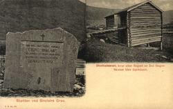 Postkort. "Støtte ved Sinclairs Grav". "Skottelaaven, hvor e