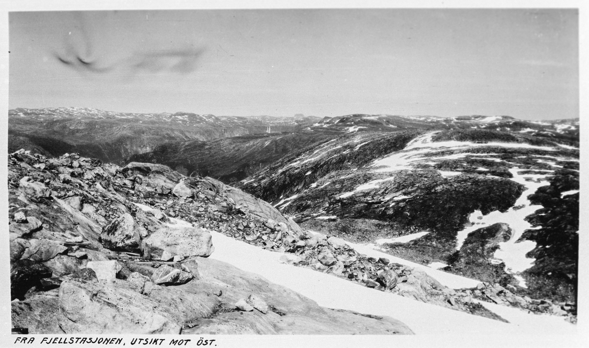 Utsikt frå fjellstasjonen ved Buarbreen.