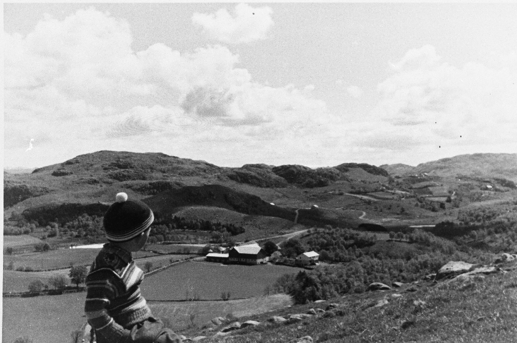 Rein Aasland (1957 - ) ser utover garden mot søraust.