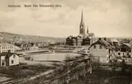 Vykort. Villabebyggelsen kring Bünsowska tjärnen, Västermalm med Sundsvalls kyrka fr väster.