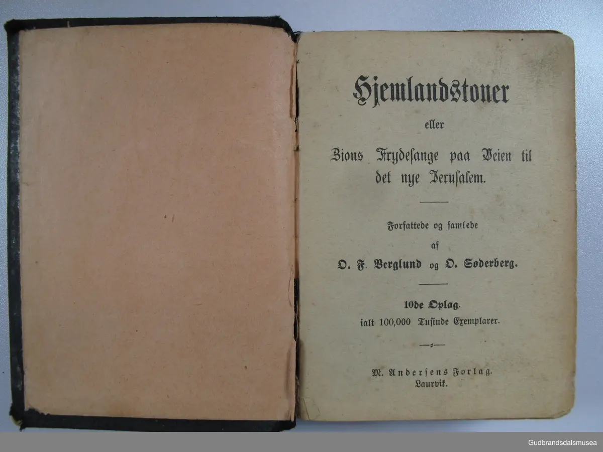 Utvalg av religiøse sanger. 479 sider. Trykt med gotiske bokstaver. Bokens fulle tittel er: Hjemlandstoner eller Zions Frydesange på veien til det nye Jerusalem. Trykt i 100.000 eksemplarer. 10. opplag. Se også litteraturreferanse.