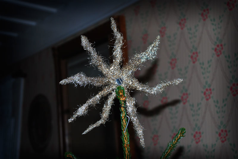 Julestjerne plasser i toppen av flasketreet på Kystmuseet Hvaler 2011