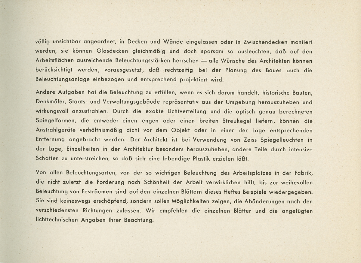 Bild ur boken "Zeiss Spiegellicht System Zeiss-Wiscott in der Architektur : eine Sammlung durchgeführter Beleuchtungsanlagen". Boken gavs ut av Berlin-Zehlendorf : Zeiss Ikon A.G., Goerzwerk, 1937.
