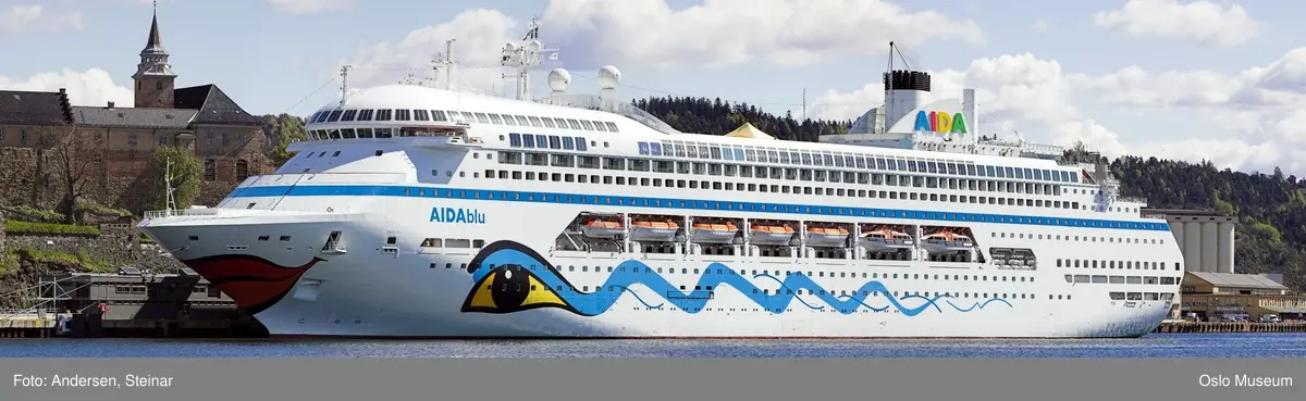 Panorama, utsikt, cruiseskip, seilskute, brygger, havn, fjord, Oslo øst, Oslo vest, Rådhuset, Akershus Festning