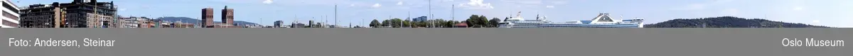 Panorama, utsikt, cruiseskip, havn, fjord, turistbåter, Rådhuset, Akershus Festning, Vippetangen, Sørenga, Ekebergåsen,